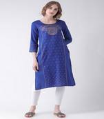 Blue Printed Cotton stitched kurti