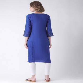 Blue Printed Cotton stitched kurti 3