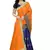 Orange embroidered silk saree with blouse