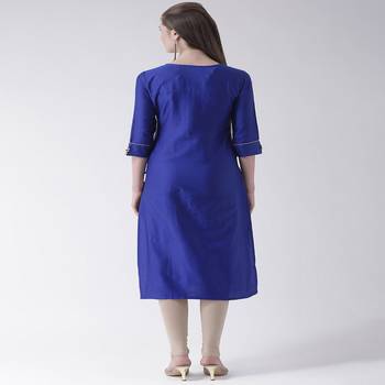 Blue Embroidered Cotton stitched kurti 3