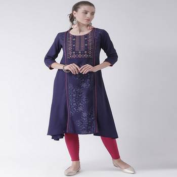 Purple Printed Rayon stitched kurti 1