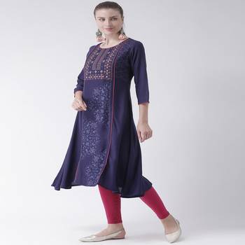 Purple Printed Rayon stitched kurti 2