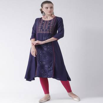 Purple Printed Rayon stitched kurti 4