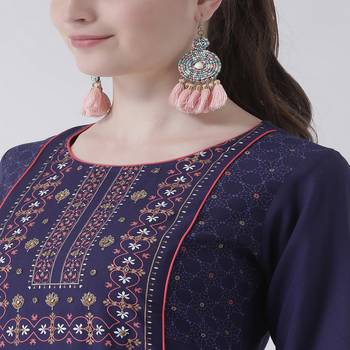 Purple Printed Rayon stitched kurti 5