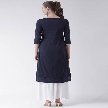 Blue Printed Cotton stitched kurti 3