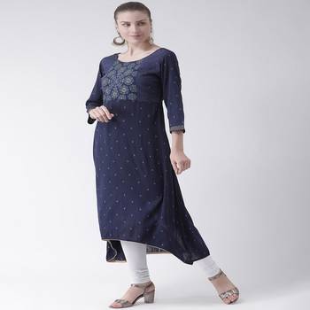 Blue Printed Cotton stitched kurti 2