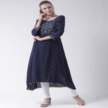 Blue Printed Cotton stitched kurti 4