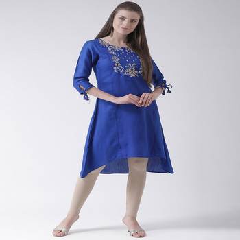 Blue Embroidered Cotton stitched kurti 3