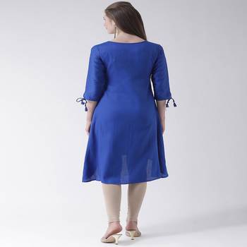 Blue Embroidered Cotton stitched kurti 4