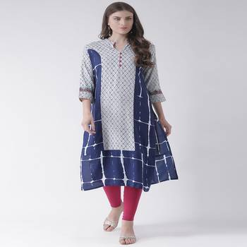Blue Printed Cotton stitched kurti 1