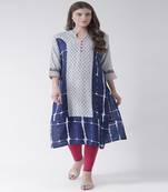 Blue Printed Cotton stitched kurti