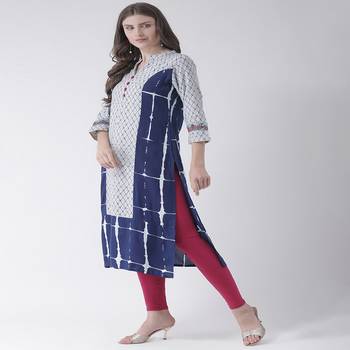 Blue Printed Cotton stitched kurti 2