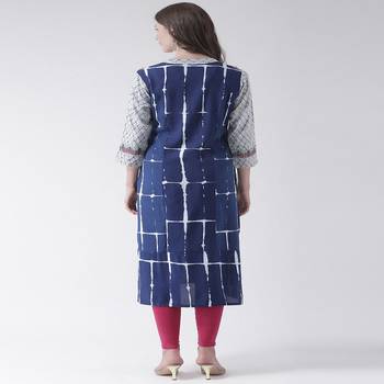 Blue Printed Cotton stitched kurti 3