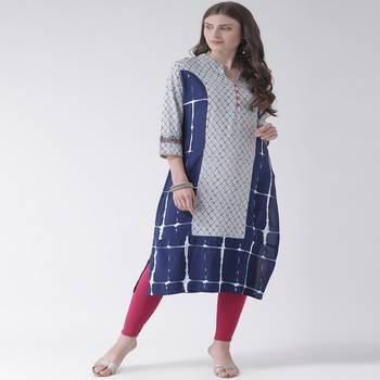 Blue Printed Cotton stitched kurti 4