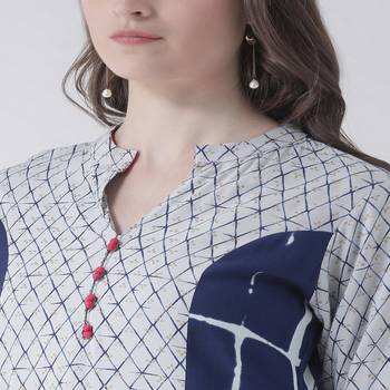 Blue Printed Cotton stitched kurti 5