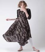 Brown Printed Cotton stitched kurti