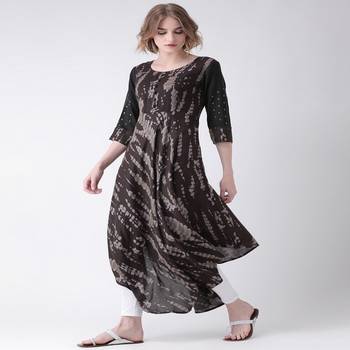 Brown Printed Cotton stitched kurti 2