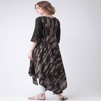 Brown Printed Cotton stitched kurti 3