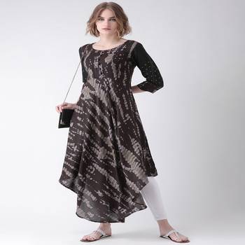 Brown Printed Cotton stitched kurti 4