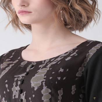 Brown Printed Cotton stitched kurti 5