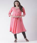 Pink Printed Crepe stitched kurti