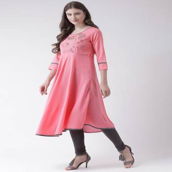 Pink Printed Crepe stitched kurti 2
