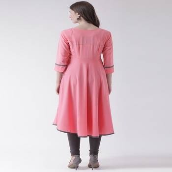 Pink Printed Crepe stitched kurti 3