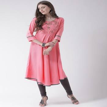 Pink Printed Crepe stitched kurti 4