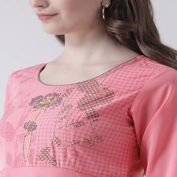 Pink Printed Crepe stitched kurti 5