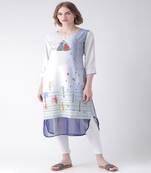 multicolor Printed Crepe stitched kurti