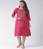 Pink Printed Cotton stitched kurti
