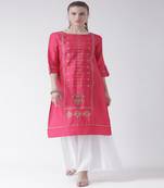Pink Printed Cotton stitched kurti