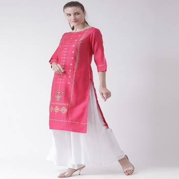 Pink Printed Cotton stitched kurti 2