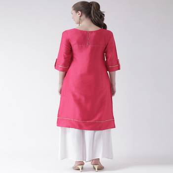 Pink Printed Cotton stitched kurti 3