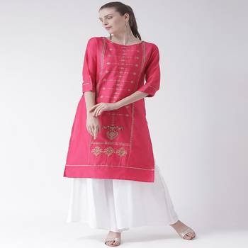 Pink Printed Cotton stitched kurti 4