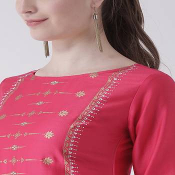 Pink Printed Cotton stitched kurti 5