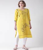 Yellow Printed Crepe stitched kurti