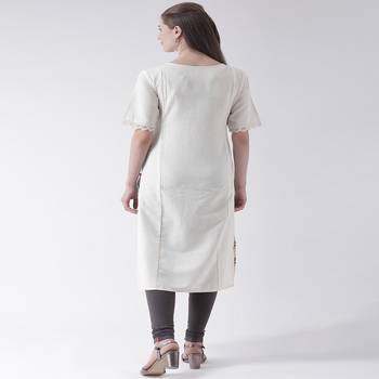 White Printed Cotton stitched kurti 3