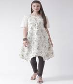 White Printed Cotton stitched kurti
