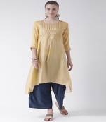 Beige Embroidered art silk stitched kurti