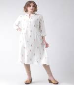 White Printed Cotton stitched kurti