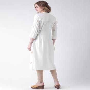 White Printed Cotton stitched kurti 3