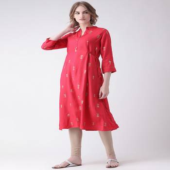 Pink Printed Rayon stitched kurti 2