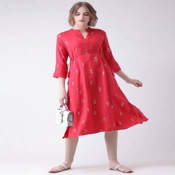 Pink Printed Rayon stitched kurti 4