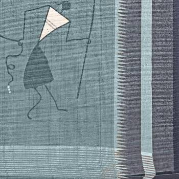 Beige Printed Linen Saree With Blouse 4