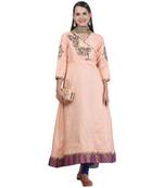 Peach Embroidered Dupion Readymade Suits