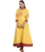 Yellow Embroidered Dupion Readymade Suits