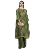 Green Embroidered Cotton Readymade Suits