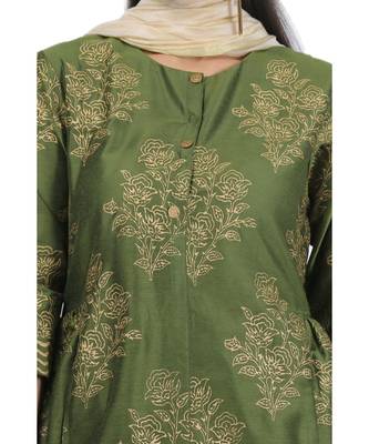Green Embroidered Cotton Readymade Suits 7