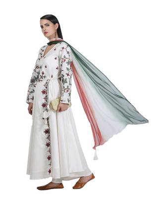 White Embroidered Georgette Readymade Suits 1